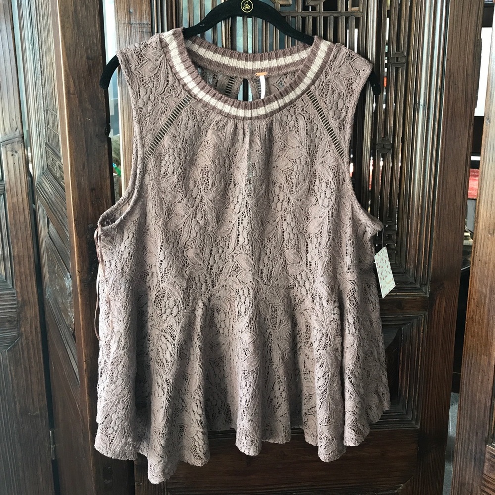 New with tags Free People sheer brown top sz L